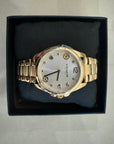 Coach Grayson Stainless Gold Bracelet Watch 36 Tea Rose Crystal Heart C Marker
